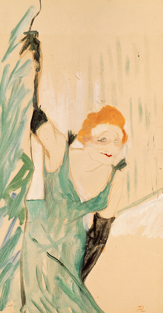 Yvette Guilbert (1867-1944) taking a Curtain Call van Henri de Toulouse-Lautrec