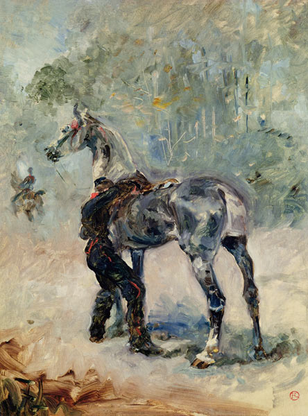 Artilleur sellant son cheval van Henri de Toulouse-Lautrec