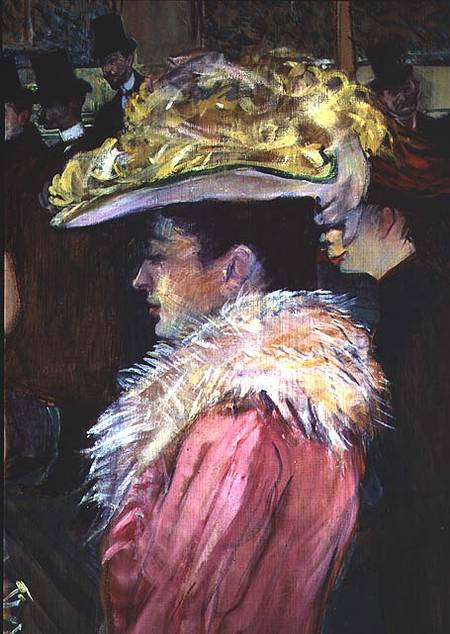 The Dance of the Moulin Rouge: detail of an elegant woman dressed in pink van Henri de Toulouse-Lautrec