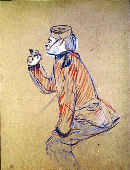 English Soldier Smoking a Pipe, 1898 (oil card) van Henri de Toulouse-Lautrec