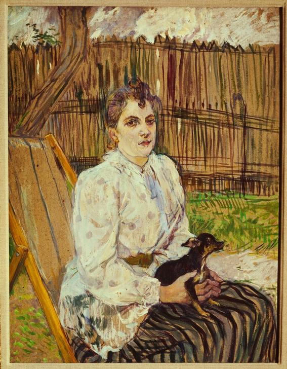 Woman with dog van Henri de Toulouse-Lautrec