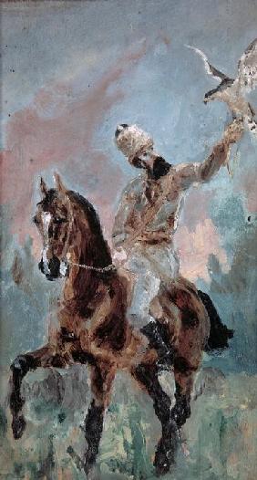Graaf Alphonse de Toulouse-Lautrec als een valkenier