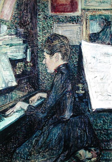Mademoiselle Dihau (1843-1935) at the Piano van Henri de Toulouse-Lautrec