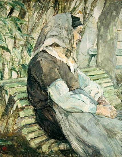 Old Woman Seated on a Bench in Celeyran van Henri de Toulouse-Lautrec