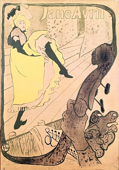Poster advertising Jane Avril (1868-1943) at the Jardin de Paris van Henri de Toulouse-Lautrec
