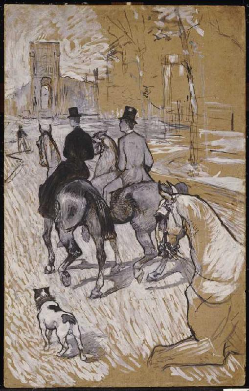 Reiter auf dem Weg zum Bois du Bolougne van Henri de Toulouse-Lautrec