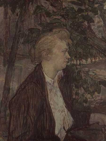 Woman seated in a Garden van Henri de Toulouse-Lautrec