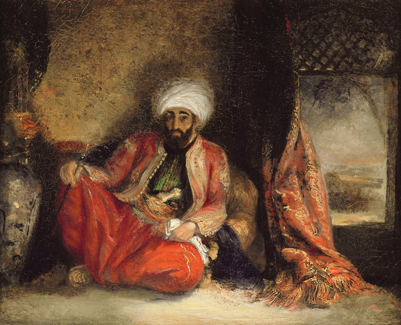 A Turk Smoking a Pipe van Henri Decaisne