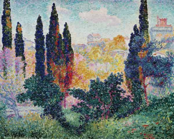 Cypressen in Cagnes van Henri-Edmond Cross