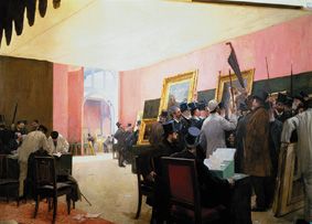 Die Jury tagt im Salon des Artistes français 1883. van Henri Gervex