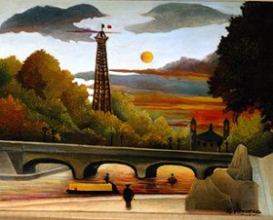 Seine und Eiffelturm in der Abendsonne van Henri Julien-Félix Rousseau