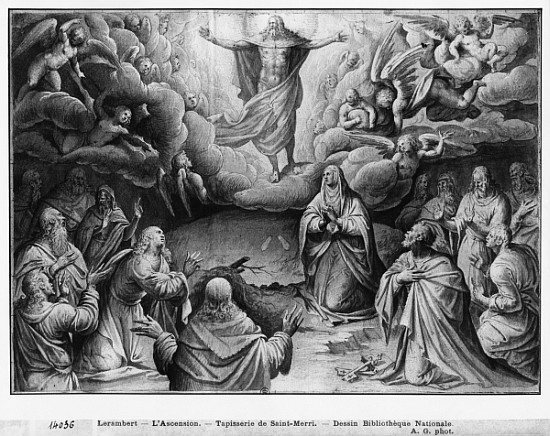 Life of Christ, Ascension, preparatory study of tapestry cartoon for the Church Saint-Merri in Paris van Henri Lerambert