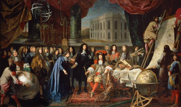 Jean-Baptiste Colbert (1619-1683) Presenting the Members of the Royal Academy of Science to Louis XI van Henri Testelin