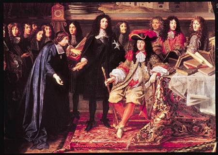 Jean-Baptiste Colbert (1619-83) Presenting the Members of the Royal Academy of Science to Louis XIV van Henri Testelin