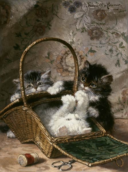 Kittens in een mand   Henriette Ronner-Knip van Henriette Ronner-Knip