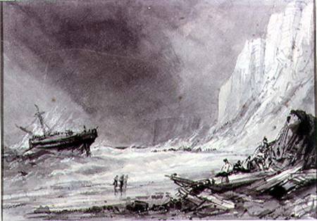 A Wreck off Speeton Cliffs, Yorkshire van Henry Barlow Carter
