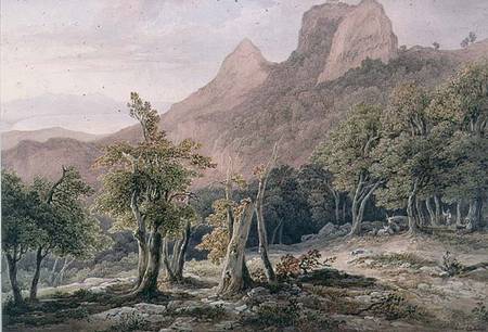 Rocky Landscape with figures and a lake in the background van Henry Curzon Allport