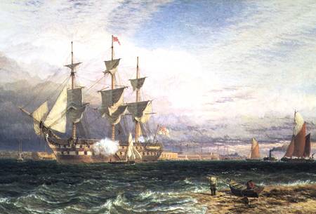 Sheerness, Island of Sheppey, Guardship Saluting van Henry Dawson