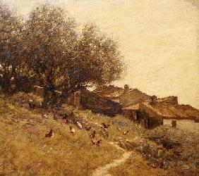 A Hillside Village in Provence (oil on canvas)