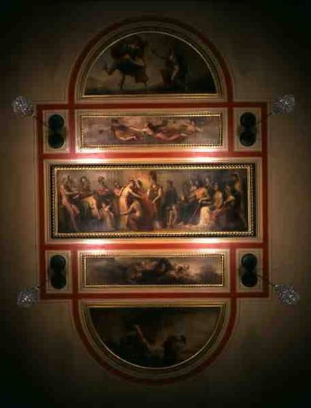 Ceiling in the Library and Dining Room, depicting the Legend of Pandora van Henry Howard