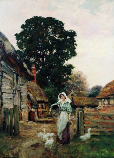 The Dairy Maid (board) van Henry John Yeend King