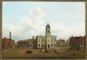 A view of Derby Market (The Market Place in Derby).