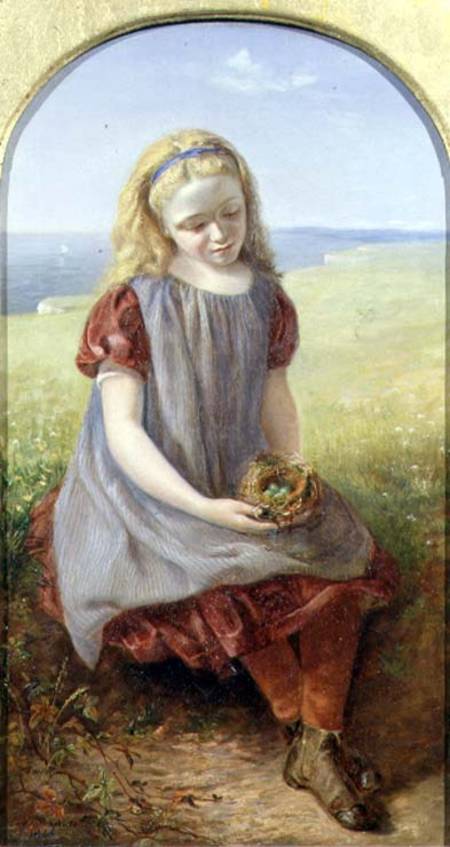 Girl with Bird's Nest van Henry Larpent Roberts