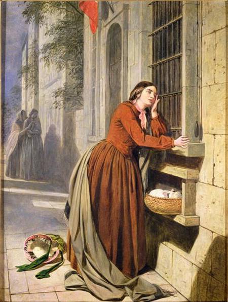 Mother Depositing Her Child in the Foundling Hospital in Paris van Henry Nelson O'Neill