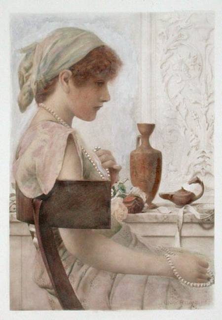 Girl with Pearls (w/c over photogravure) van Henry Ryland