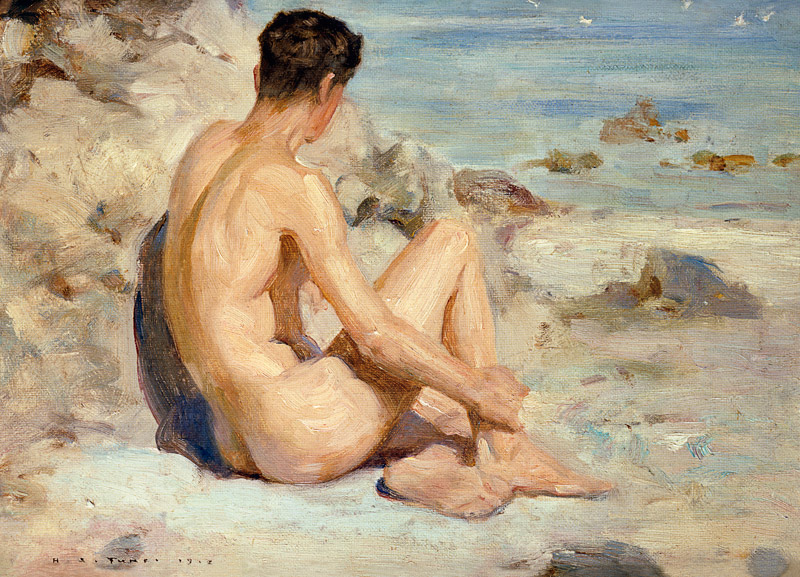 Boy On A Beach van Henry Scott Tuke