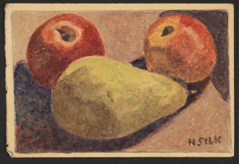 Apples and pears, c.1930 (pencil & w/c on paper) van Henry Silk