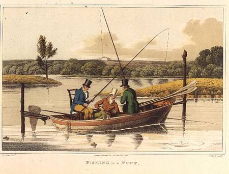 Fishing in a Punt, aquatinted by I. Clark, pub. by Thomas McLean van Henry Thomas Alken