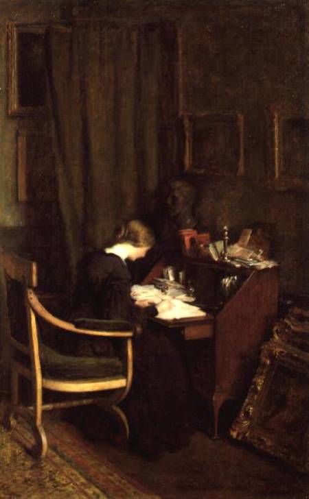 At Her Desk van Henry Thomas Schafer