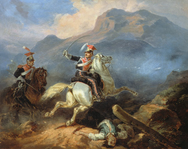 Kozietulski at the Battle of Somosierra in 1808, 1855 (oil on canvas) van Henryk Pillati
