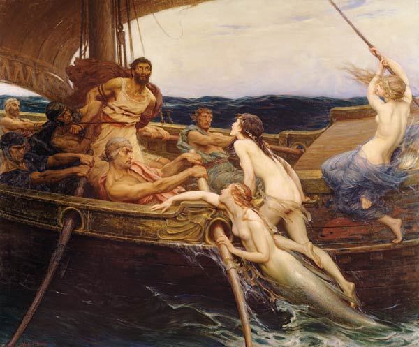 Odysseus und die Sirenen van Herbert James Draper