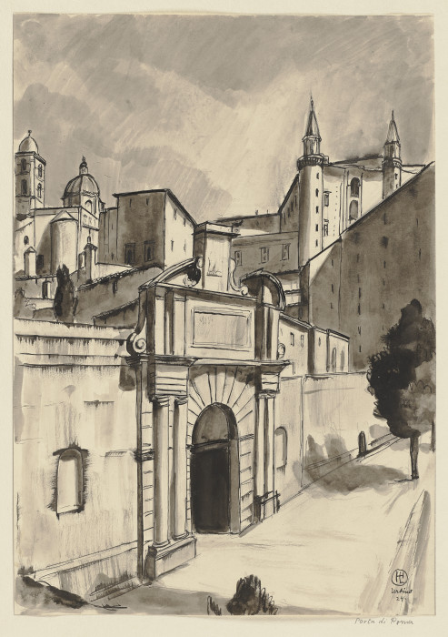 Die Porta Valbona in Urbino van Hermann Lismann