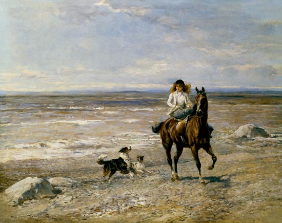 Pony Ride on the Beach van Heywood Hardy