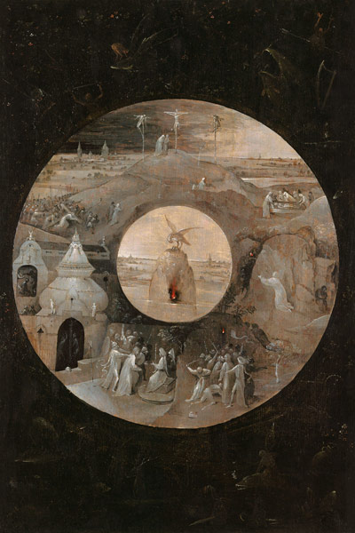 Saint John the Evangelist on Patmos (Reverse side). The Passion of the Christ van Hieronymus Bosch Hieronymus Bosch