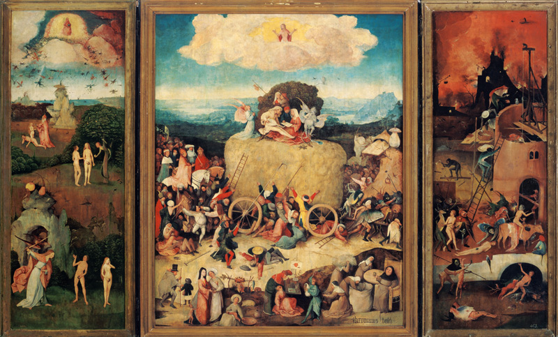 Triptychon Der Heuwagen, Totale, geöffnet. van Hieronymus Bosch Hieronymus Bosch