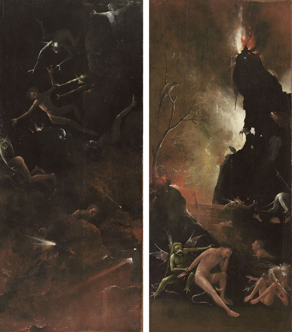 De val van de verdoemden, uitsnede van de panelen van Hieronymus Bosch Hieronymus Bosch