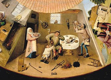 Gluttony, detail from the Table of the Seven Deadly Sins and the Four Last Things van Hieronymus Bosch Hieronymus Bosch