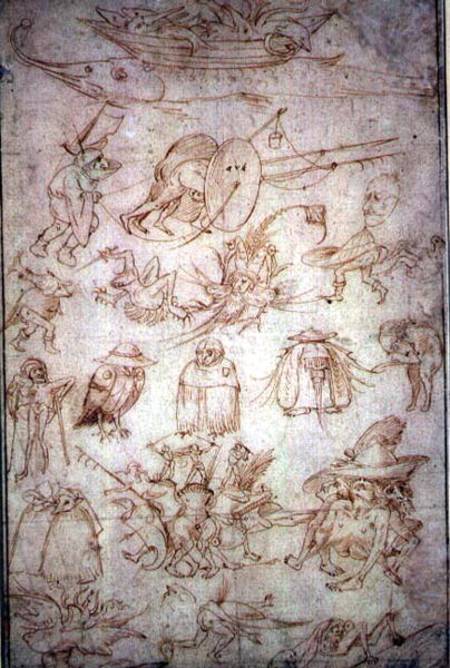 Grotesque Studies (verso)  (for recto see 110230) van Hieronymus Bosch Hieronymus Bosch