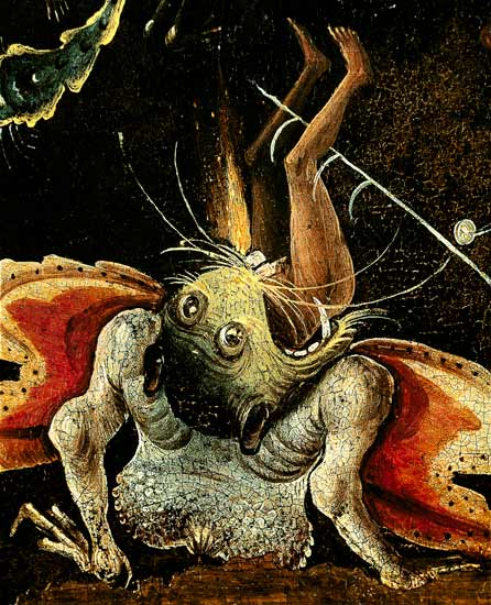The Last Judgement, detail of a man being eaten by a monster van Hieronymus Bosch Hieronymus Bosch