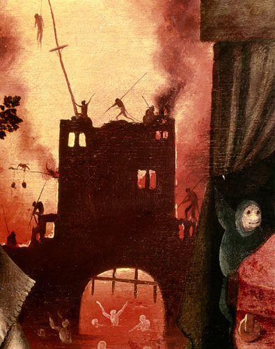 Tondal's Vision, detail of the burning gateway van Hieronymus Bosch Hieronymus Bosch