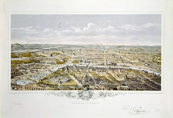 View of Paris from Bois de Boulogne, during the Universal Exhibition in 1867 van Hilaire Guesnu