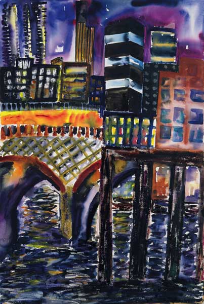 City at Night, 1998 (w/c on paper)  van Hilary  Rosen