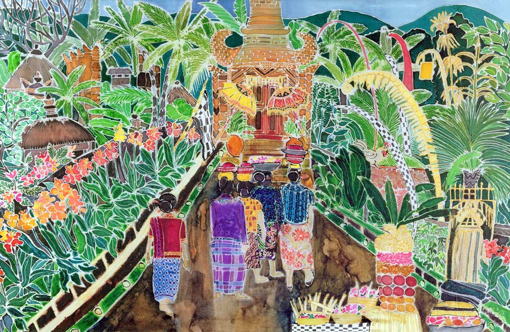 Procession, Peliatan, Bali, 1996 (coloured inks on silk)  van Hilary  Simon