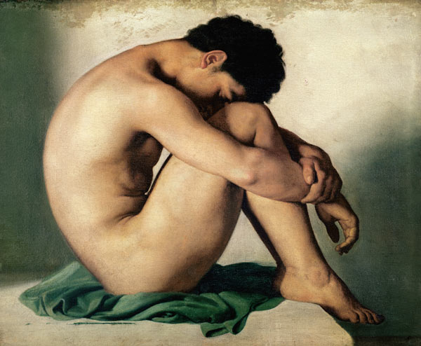 Study of a Nude Young Man van Hippolyte Flandrin