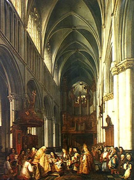 Entrance of Louis XIV (1638-1715) into the Cathedral of Saint-Omer van Hippolyte Joseph Cuvelier