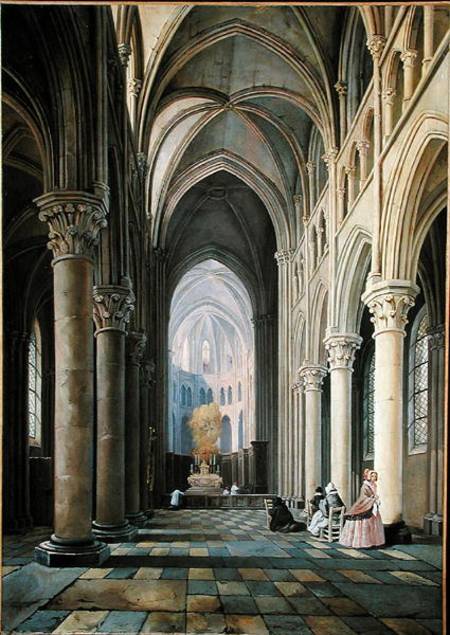Interior of a Church van Hippolyte Joseph Cuvelier